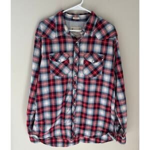 American Eagle Outfitters Men's Red Plaid Pearl Snap Western Cowboy Shirt XL